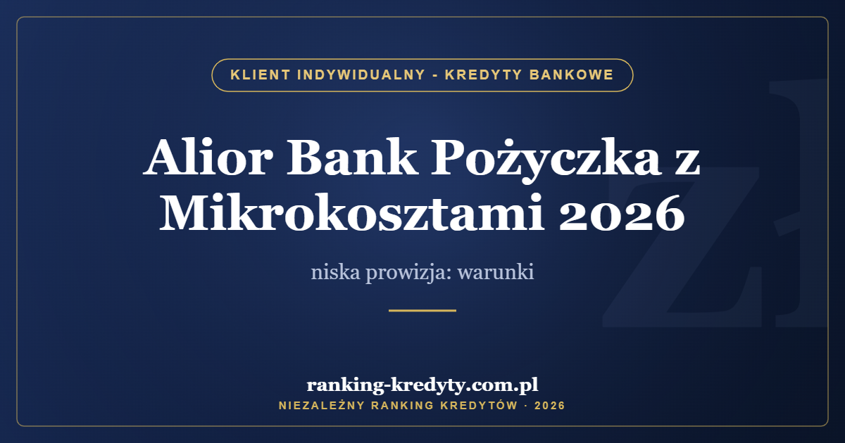 Alior Bank Pożyczka z Mikrokosztami 2026 – niska prowizja: warunki