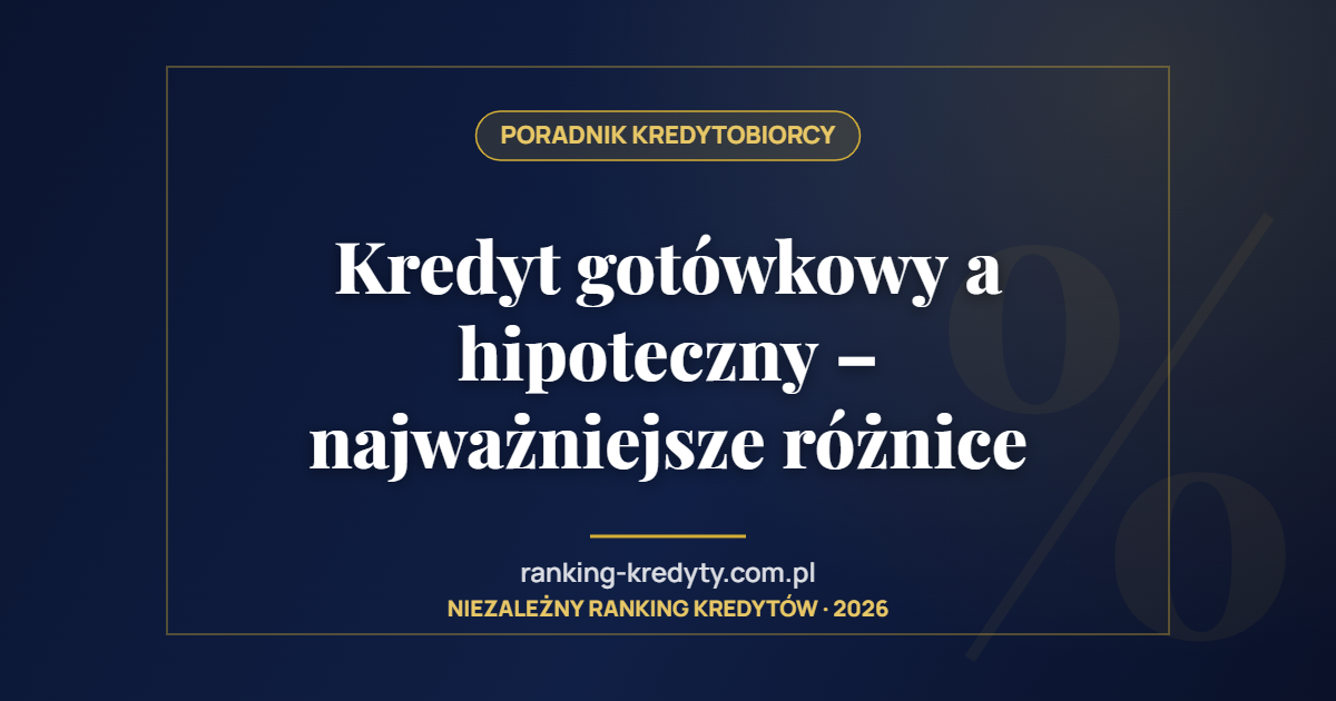 Kredyt gotówkowy a hipoteczny – najważniejsze różnice