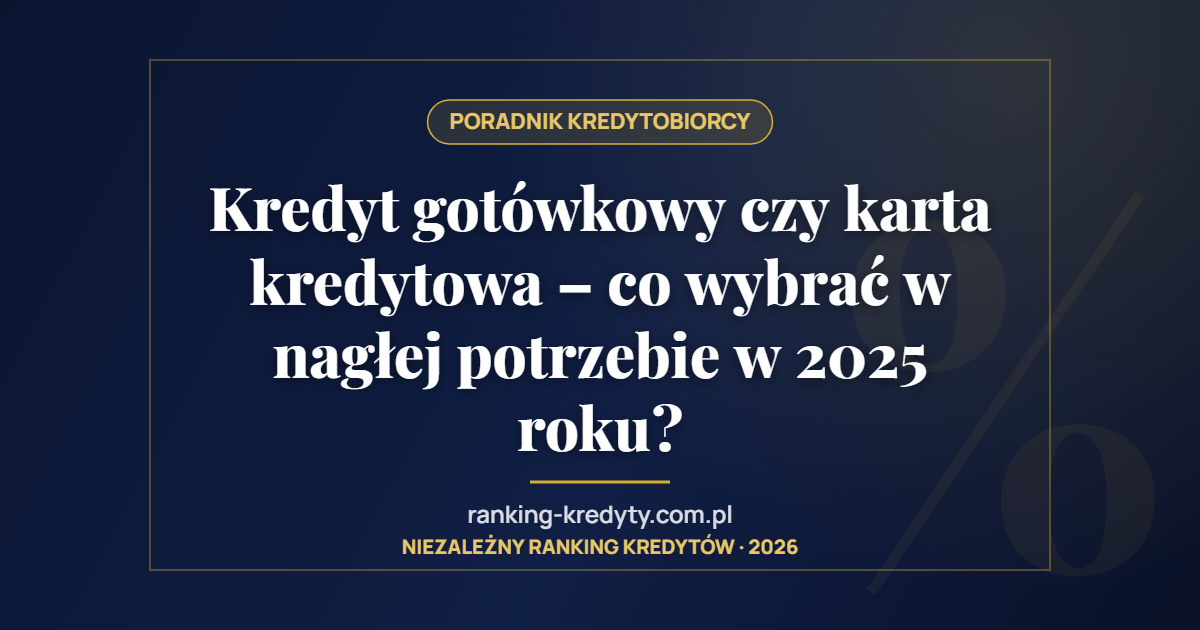 Kredyt gotówkowy czy karta kredytowa – co wybrać w nagłej potrzebie w 2025 roku?