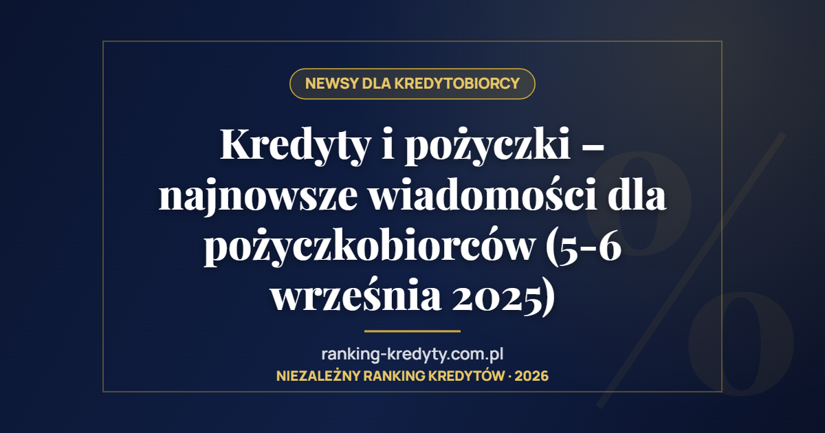 Kredyty i pożyczki – najnowsze wiadomości dla pożyczkobiorców (5-6 września 2025)