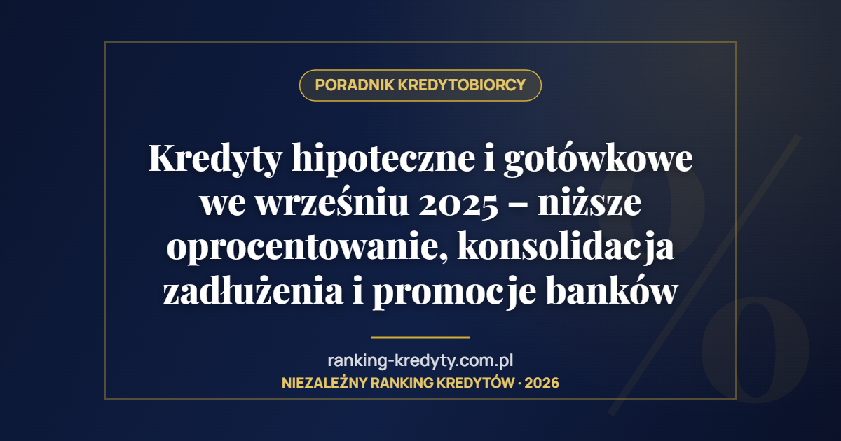 Kredyty hipoteczne i gotówkowe we wrześniu 2025 – niższe oprocentowanie, konsolidacja zadłużenia i promocje banków