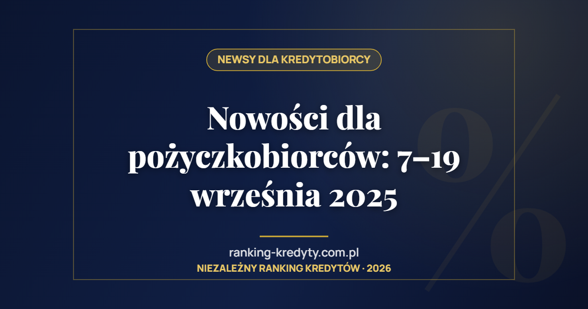 Nowości dla pożyczkobiorców: 7–19 września 2025