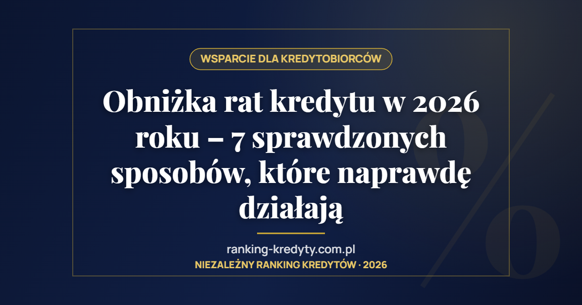 Obniżka rat kredytu w 2026 roku – 7 sprawdzonych sposobów, które naprawdę działają