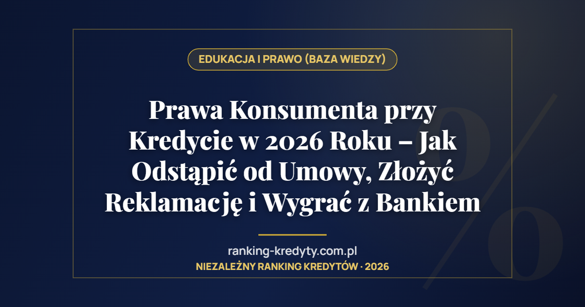 Prawa Konsumenta przy Kredycie w 2026 Roku – Jak Odstąpić od Umowy, Złożyć Reklamację i Wygrać z Bankiem