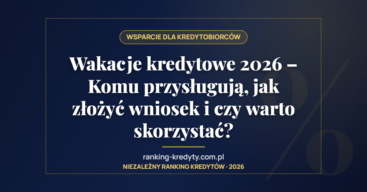 Wakacje kredytowe 2026 – Komu przysługują, jak złożyć wniosek i czy warto skorzystać?