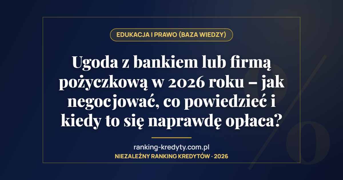 Ugoda z bankiem lub firmą pożyczkową w 2026 roku – jak negocjować, co powiedzieć i kiedy to się naprawdę opłaca?