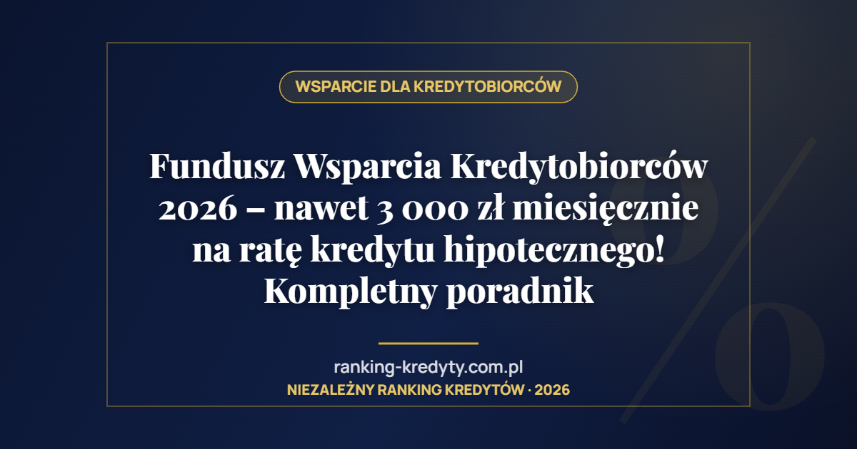 Fundusz Wsparcia Kredytobiorców 2026 – nawet 3 000 zł miesięcznie na ratę kredytu hipotecznego! Kompletny poradnik