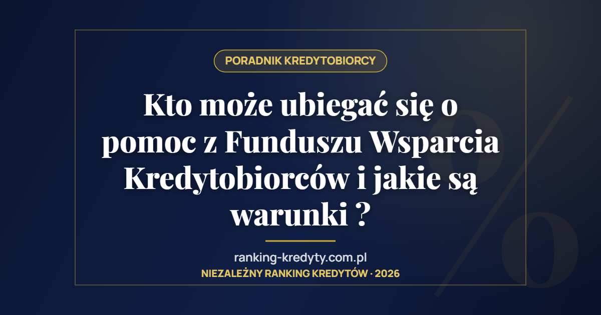 Kto może ubiegać się o pomoc z Funduszu Wsparcia Kredytobiorców i jakie są warunki ?