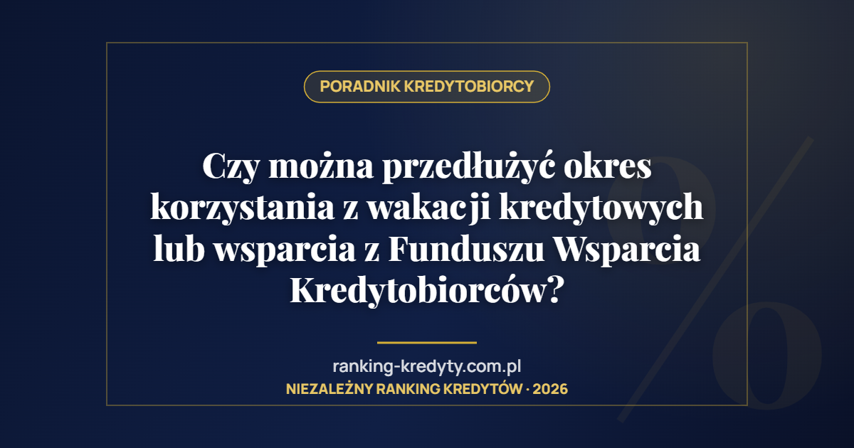 Czy można przedłużyć okres korzystania z wakacji kredytowych lub wsparcia z Funduszu Wsparcia Kredytobiorców?