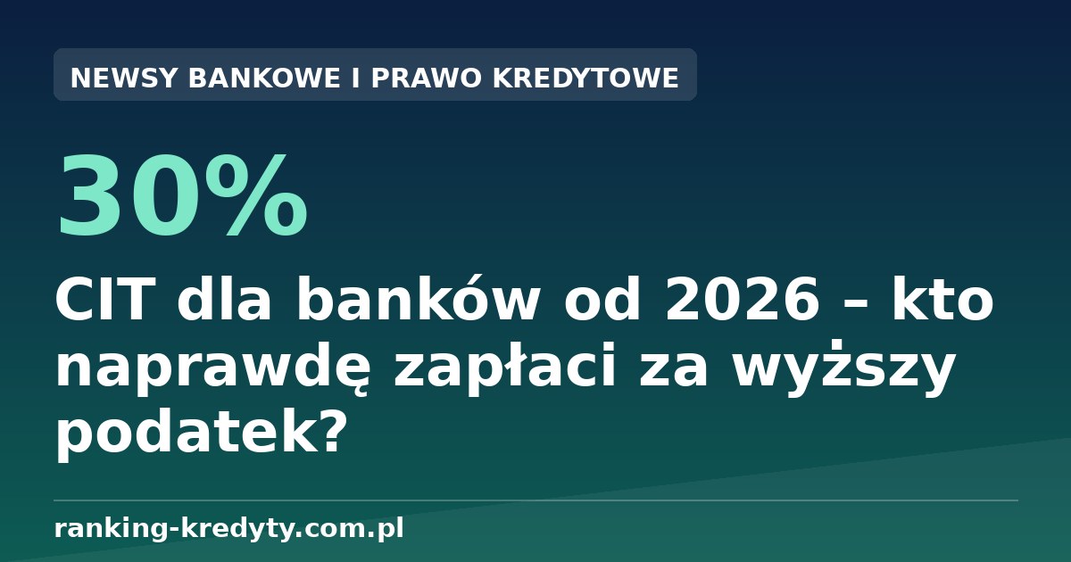 Podatek CIT dla banków 2026 – nowe stawki i skutki dla kredytobiorców