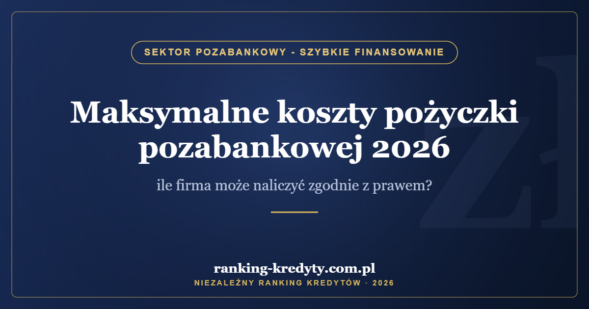 Maksymalne koszty pożyczki pozabankowej 2026 – ile firma może naliczyć zgodnie z prawem?
