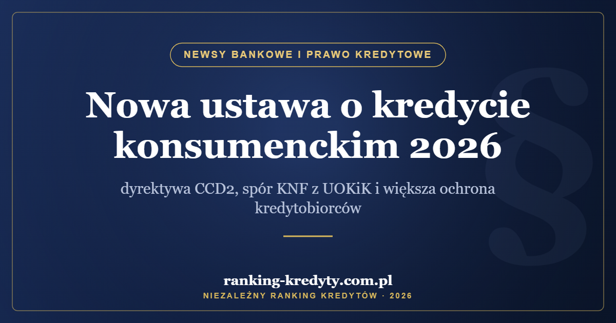 Nowa ustawa o kredycie konsumenckim 2026 – dyrektywa CCD2, spór KNF z UOKiK i większa ochrona kredytobiorców
