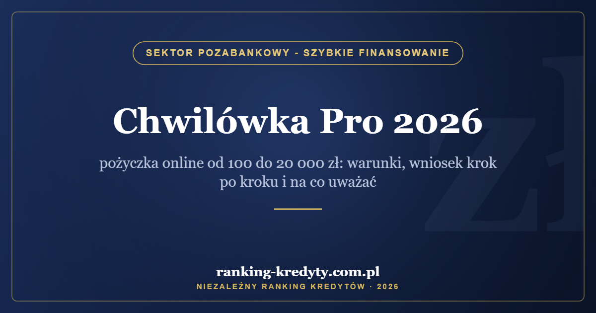 Chwilówka Pro 2026 – pożyczka online od 100 do 20 000 zł: warunki, wniosek krok po kroku i na co uważać