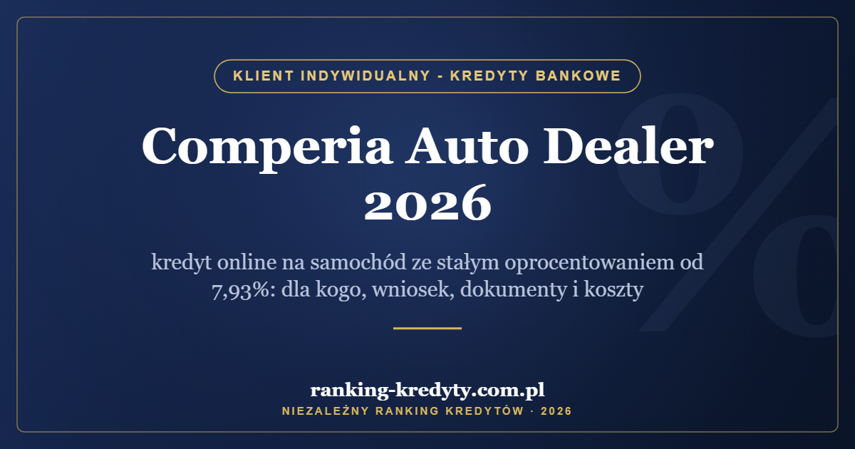 Comperia Auto Dealer 2026 – kredyt online na samochód ze stałym oprocentowaniem od 7,93%: dla kogo, wniosek, dokumenty i koszty