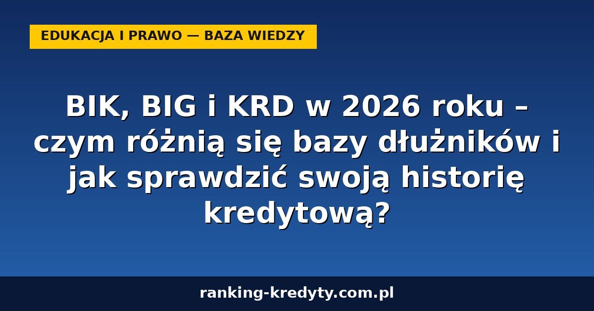 BIK, BIG i KRD 2026 - różnice między bazami dłużników