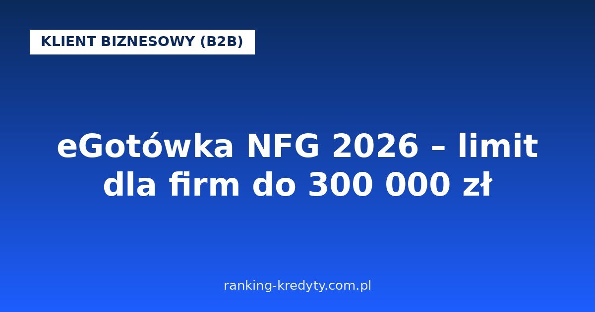 eGotówka NFG 2026 – odnawialny limit dla firm do 300 000 zł online: jak działa, dla kogo, wniosek krok po kroku, plusy i minusy
