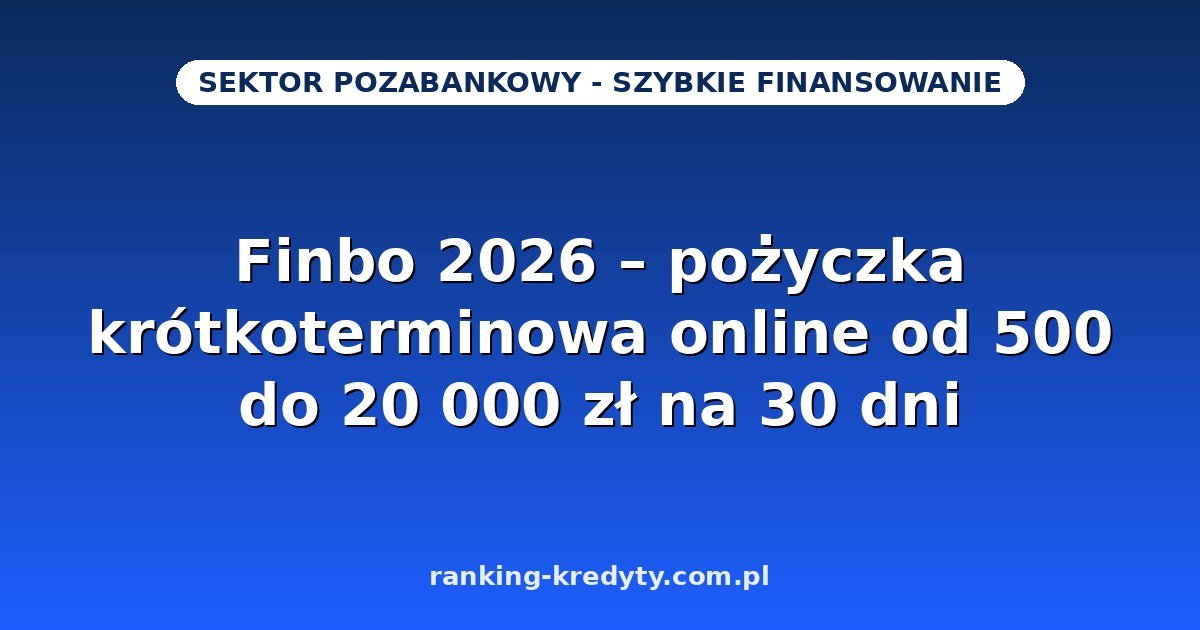 Finbo 2026 – pożyczka krótkoterminowa online od 500 do 20 000 zł na 30 dni: warunki, wniosek, dokumenty, plusy i minusy