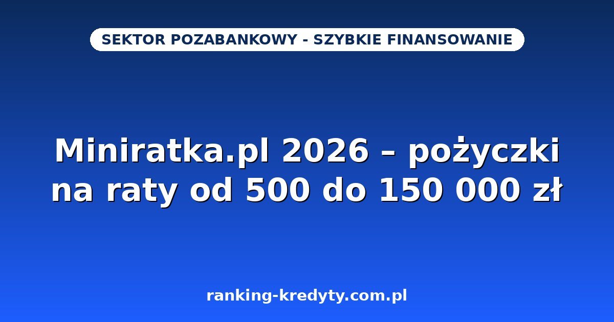 Miniratka.pl 2026 – pożyczki na raty od 500 do 150 000 zł