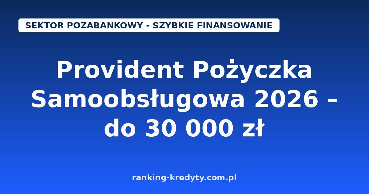 Provident Pożyczka Samoobsługowa „naCoDzień” 2026 – od 1 000 do 30 000 zł online w ratach (RRSO 29%)