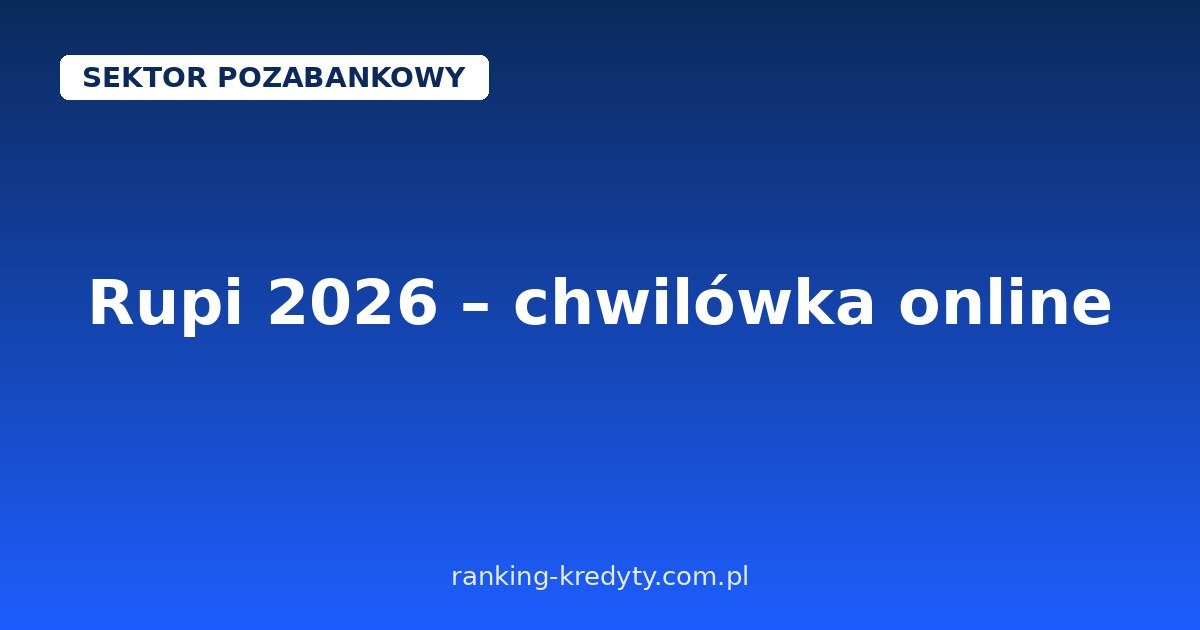 Rupi 2026 – chwilówka online od 500 do 8 000 zł na 30 dni: wymagania, wniosek krok po kroku, plusy i minusy
