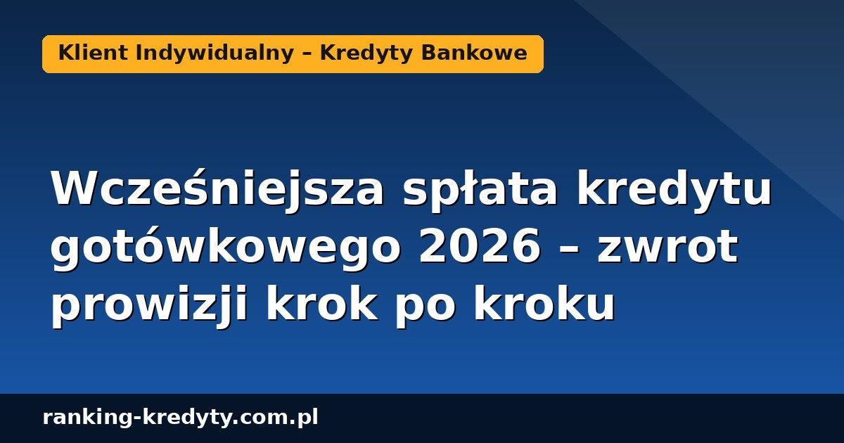 Wcześniejsza spłata kredytu gotówkowego 2026 – jak odzyskać prowizję krok po kroku