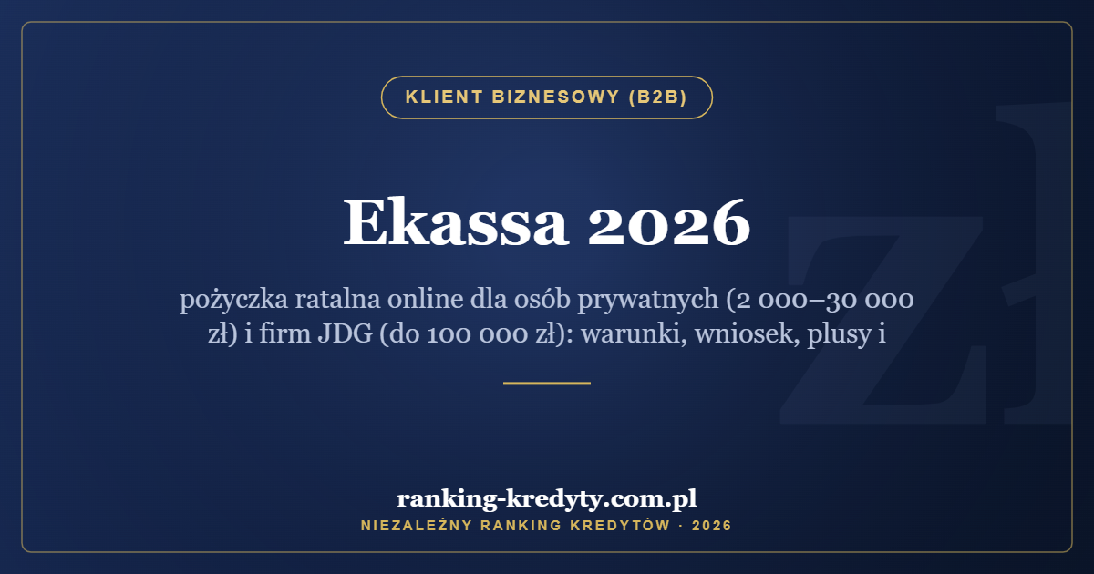 Ekassa 2026 – pożyczka ratalna online dla osób prywatnych (2 000–30 000 zł) i firm JDG (do 100 000 zł): warunki, wniosek, plusy i minusy