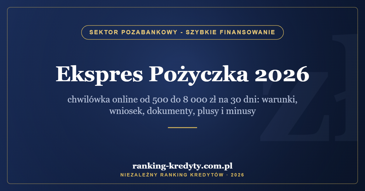 Ekspres Pożyczka 2026 – chwilówka online od 500 do 8 000 zł na 30 dni: warunki, wniosek, dokumenty, plusy i minusy
