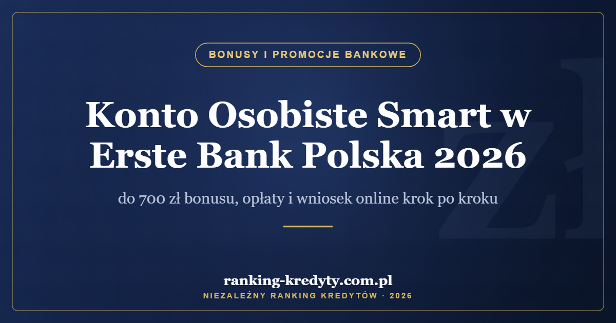 Konto Osobiste Smart w Erste Bank Polska 2026 – do 700 zł bonusu, opłaty i wniosek online krok po kroku