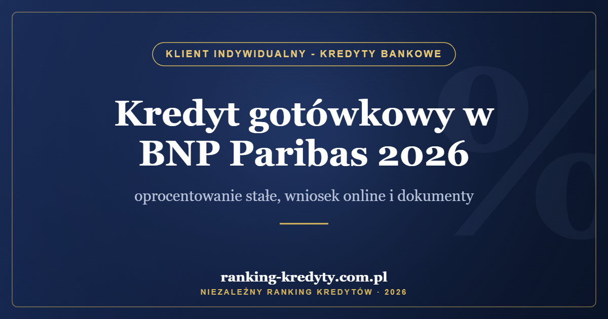 Kredyt gotówkowy w BNP Paribas 2026 – oprocentowanie stałe, wniosek online i dokumenty