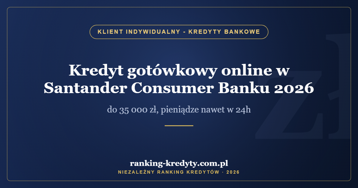 Kredyt gotówkowy online w Santander Consumer Banku 2026 – do 35 000 zł, pieniądze nawet w 24h