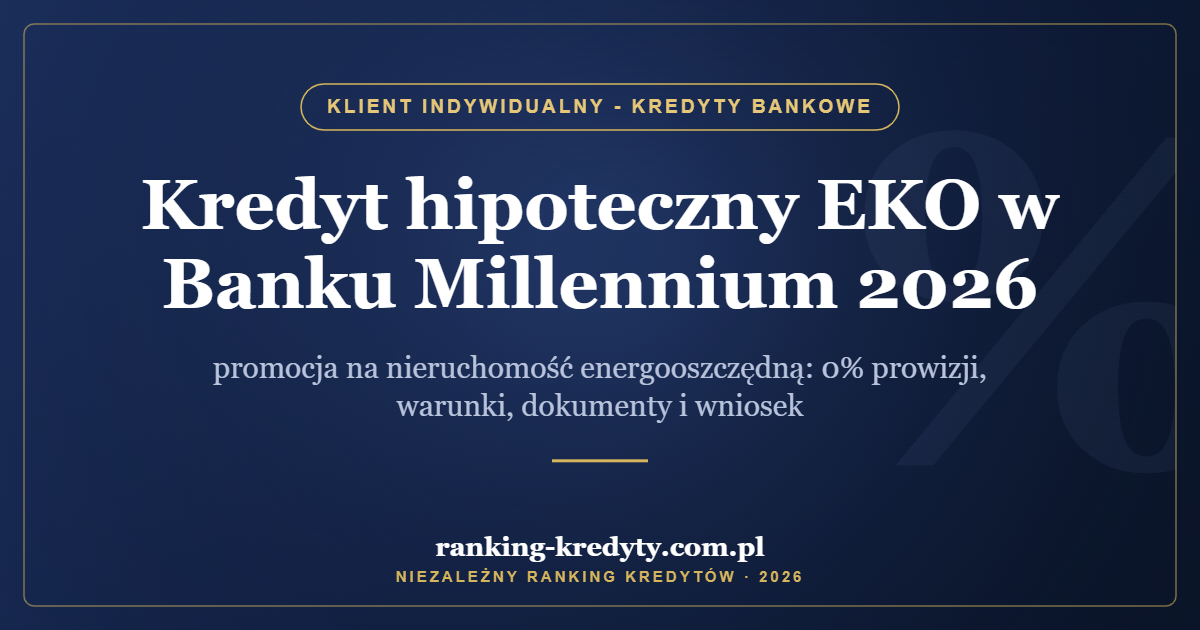 Kredyt hipoteczny EKO w Banku Millennium 2026 – promocja na nieruchomość energooszczędną: 0% prowizji, warunki, dokumenty i wniosek