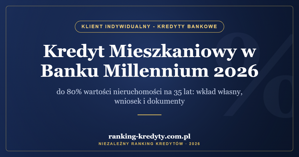 Kredyt Mieszkaniowy w Banku Millennium 2026 – do 80% wartości nieruchomości na 35 lat: wkład własny, wniosek i dokumenty