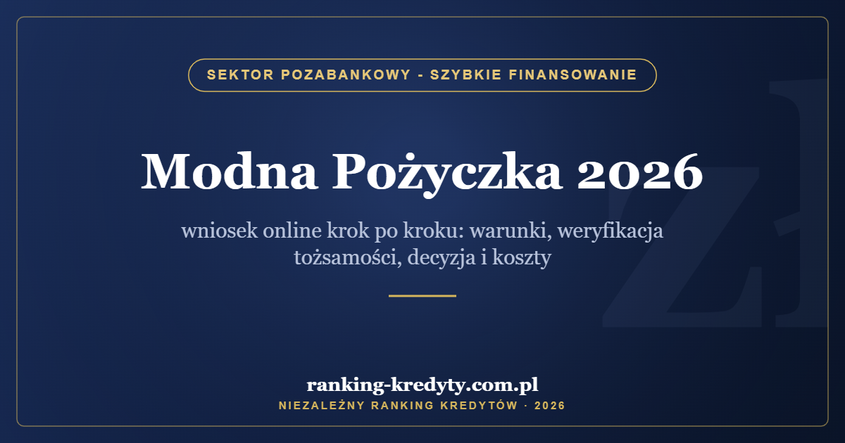 Modna Pożyczka 2026 – wniosek online krok po kroku: warunki, weryfikacja tożsamości, decyzja i koszty