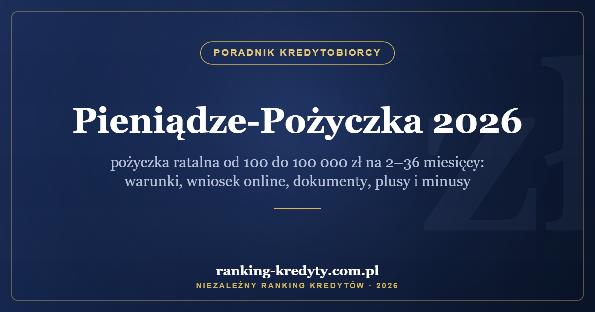 Pieniądze-Pożyczka 2026 – pożyczka ratalna od 100 do 100 000 zł na 2–36 miesięcy: warunki, wniosek online, dokumenty, plusy i minusy