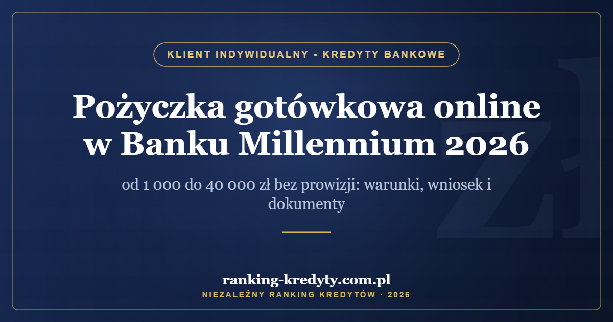 Pożyczka gotówkowa online w Banku Millennium 2026 – od 1 000 do 40 000 zł bez prowizji: warunki, wniosek i dokumenty