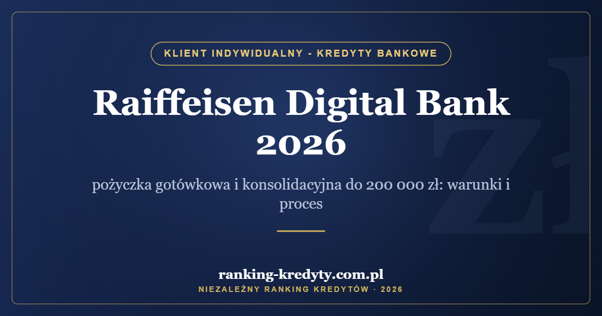 Raiffeisen Digital Bank 2026 – pożyczka gotówkowa i konsolidacyjna do 200 000 zł: warunki i proces