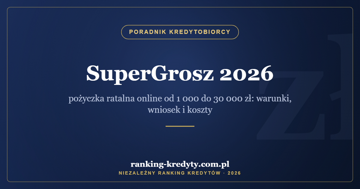 SuperGrosz 2026 – pożyczka ratalna online od 1 000 do 30 000 zł: warunki, wniosek i koszty