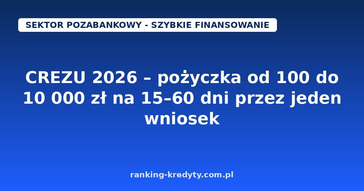 CREZU 2026 – pożyczka 100–10 000 zł, jeden wniosek online