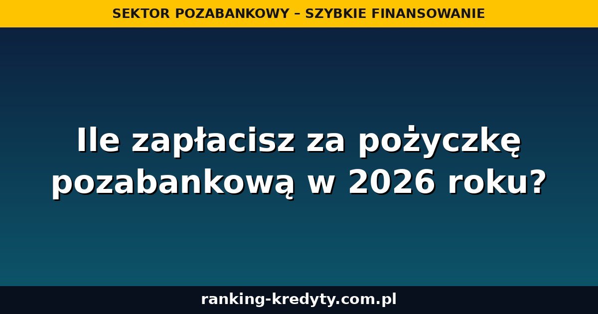 Limity kosztów pożyczki pozabankowej w 2026 roku