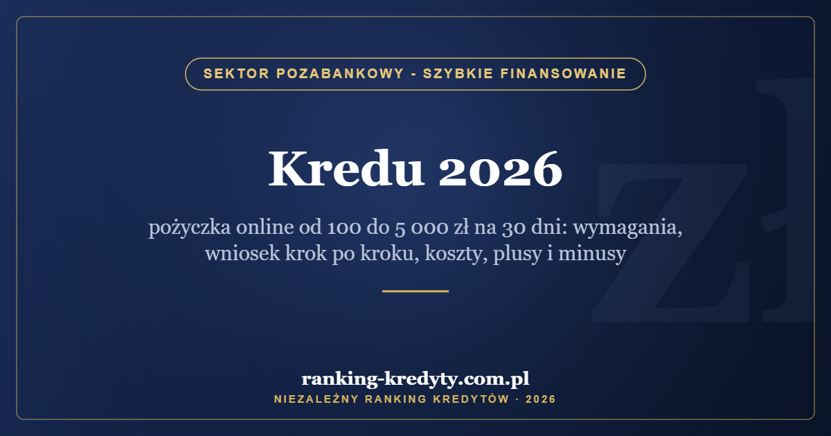 Kredu 2026 – pożyczka online od 100 do 5 000 zł na 30 dni: wymagania, wniosek krok po kroku, koszty, plusy i minusy